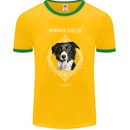 A Decorative Border Collie Mens Ringer T-Shirt FotL Gold/Green