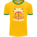 Make Music Not War Peace Hippy Rock Anti-war Mens Ringer T-Shirt FotL Gold/Green