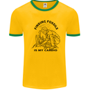 Funny Palaeontology Finding Fossils is My Cardio Mens Ringer T-Shirt Gold/Green