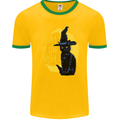 Child of the Night Halloween Black Cat Witch Mens Ringer T-Shirt FotL Gold/Green