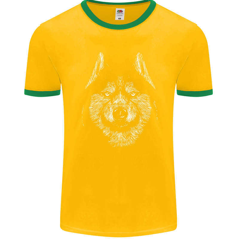 A Siberian Husky Mens Ringer T-Shirt FotL Gold/Green