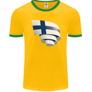 Curled Finland Flag Finnish Day Football Mens Ringer T-Shirt FotL Gold/Green