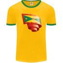 Curled Grenada Flag Grenadians Day Football Mens Ringer T-Shirt FotL Gold/Green