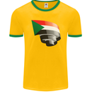 Curled Sudan Flag Sudanese Day Football Mens Ringer T-Shirt FotL Gold/Green