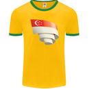 Curled Singapore Flag Singaporean Day Football Mens Ringer T-Shirt FotL Gold/Green