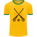 Hurling Bats and Ball Mens Ringer T-Shirt Gold/Green