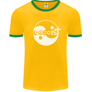 Coexist World Peace Love Religion Hippy Anti War Mens Ringer T-Shirt FotL Gold/Green