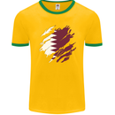 Torn Qatar Flag Qatari Day Football Mens Ringer T-Shirt FotL Gold/Green