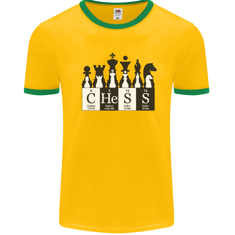 Chess Elements Periodic Table Mens Ringer T-Shirt Gold/Green