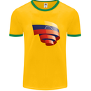 Curled Venezuela Flag Venezuelans Day Football Mens Ringer T-Shirt FotL Gold/Green