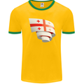 Curled Georgia Flag Georgian Day Football Mens Ringer T-Shirt FotL Gold/Green