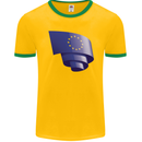 Curled EU Flag European Union Flag Football Mens Ringer T-Shirt FotL Gold/Green