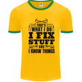 I Fix Stuff Funny Electrician Sparky DIY Mens Ringer T-Shirt Gold/Green