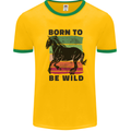 Born to be Wild Horse Riding Equestrian Mens Ringer T-Shirt Gold/Green