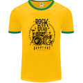 Rock is Dead Drum Kit Drummer Drumming Mens Ringer T-Shirt Gold/Green