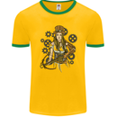 A Steampunk Woman With a Crossbow Mens Ringer T-Shirt FotL Gold/Green