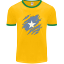 Torn Somalia Flag Somalian Day Football Mens Ringer T-Shirt FotL Gold/Green