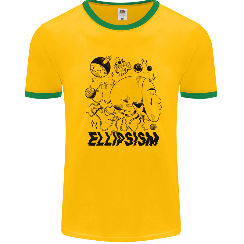 Ellipsism Missing Out on the Future Mens Ringer T-Shirt Gold/Green