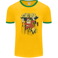 Santa Monster Japanese Christmas Xmas Mens Ringer T-Shirt Gold/Green