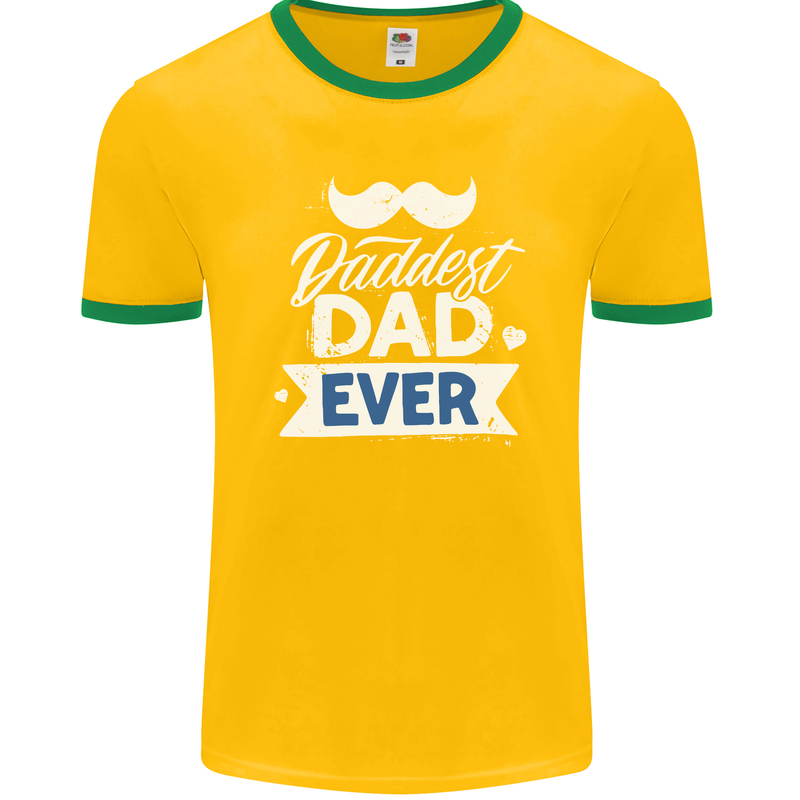 Fathers Day Daddest Dad Ever Mens Ringer T-Shirt FotL Gold/Green