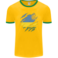 Torn Rwanda Flag Rwandan Day Football Mens Ringer T-Shirt FotL Gold/Green