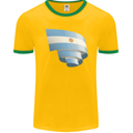 Curled Argentina Flag Argentinian Day Football Mens Ringer T-Shirt FotL Gold/Green