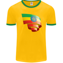 Curled Ethiopia Flag Ethiopian Day Football Mens Ringer T-Shirt FotL Gold/Green