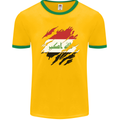 Torn Iraq Flag Iraqi Day Football Mens Ringer T-Shirt FotL Gold/Green