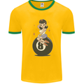 8-Ball Pool Pinup Mens Ringer T-Shirt Gold/Green