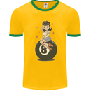 8-Ball Pool Pinup Mens Ringer T-Shirt Gold/Green