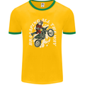 Motocross Christmas Santa MotoX Biker Motorcycle Mens Ringer T-Shirt FotL Gold/Green