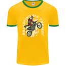 Motocross Christmas Santa MotoX Biker Motorcycle Mens Ringer T-Shirt FotL Gold/Green