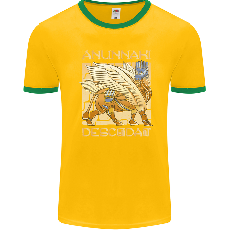 Anunaki Descendant Ancient Egyptian God Egypt Mens Ringer T-Shirt FotL Gold/Green