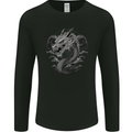 Greyscale Dragon Mens Long Sleeve T-Shirt Black