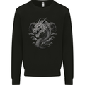 Greyscale Dragon Mens Sweatshirt Jumper Black