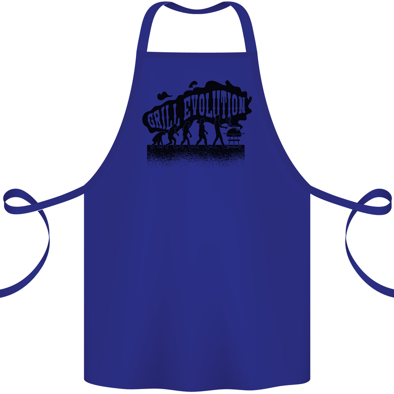 Grill Evolution Funny BBQ Braai Cotton Apron 100% Organic Royal Blue