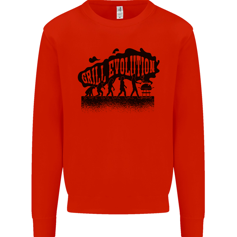 Grill Evolution Funny BBQ Braai Kids Sweatshirt Jumper Bright Red