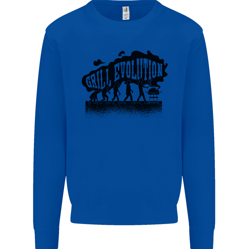 Grill Evolution Funny BBQ Braai Kids Sweatshirt Jumper Royal Blue