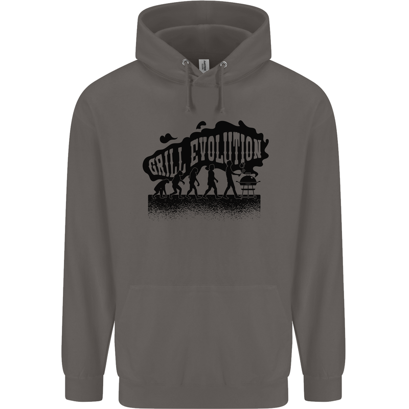 Grill Evolution Funny BBQ Braai Mens 80% Cotton Hoodie Charcoal