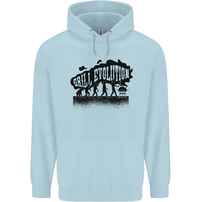 Grill Evolution Funny BBQ Braai Mens 80% Cotton Hoodie Light Blue