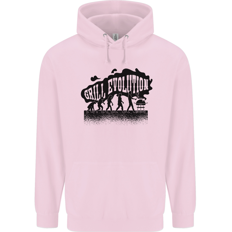 Grill Evolution Funny BBQ Braai Mens 80% Cotton Hoodie Light Pink