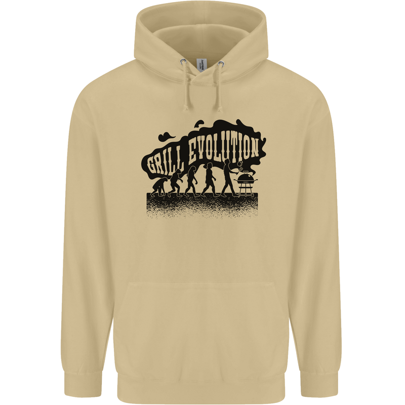 Grill Evolution Funny BBQ Braai Mens 80% Cotton Hoodie Sand