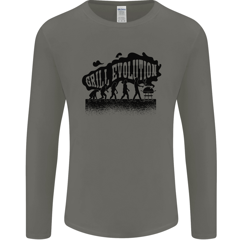 Grill Evolution Funny BBQ Braai Mens Long Sleeve T-Shirt Charcoal