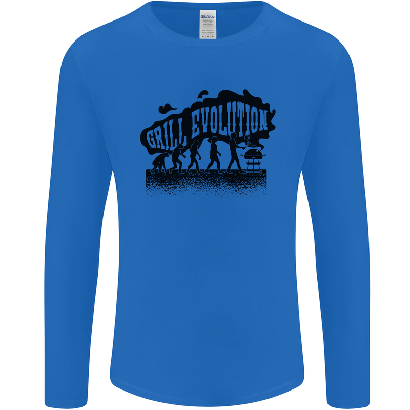 Grill Evolution Funny BBQ Braai Mens Long Sleeve T-Shirt Royal Blue