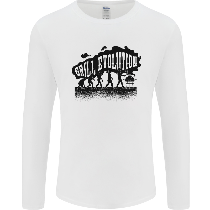 Grill Evolution Funny BBQ Braai Mens Long Sleeve T-Shirt White