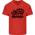 Grill Evolution Funny BBQ Braai Mens V-Neck Cotton T-Shirt Red