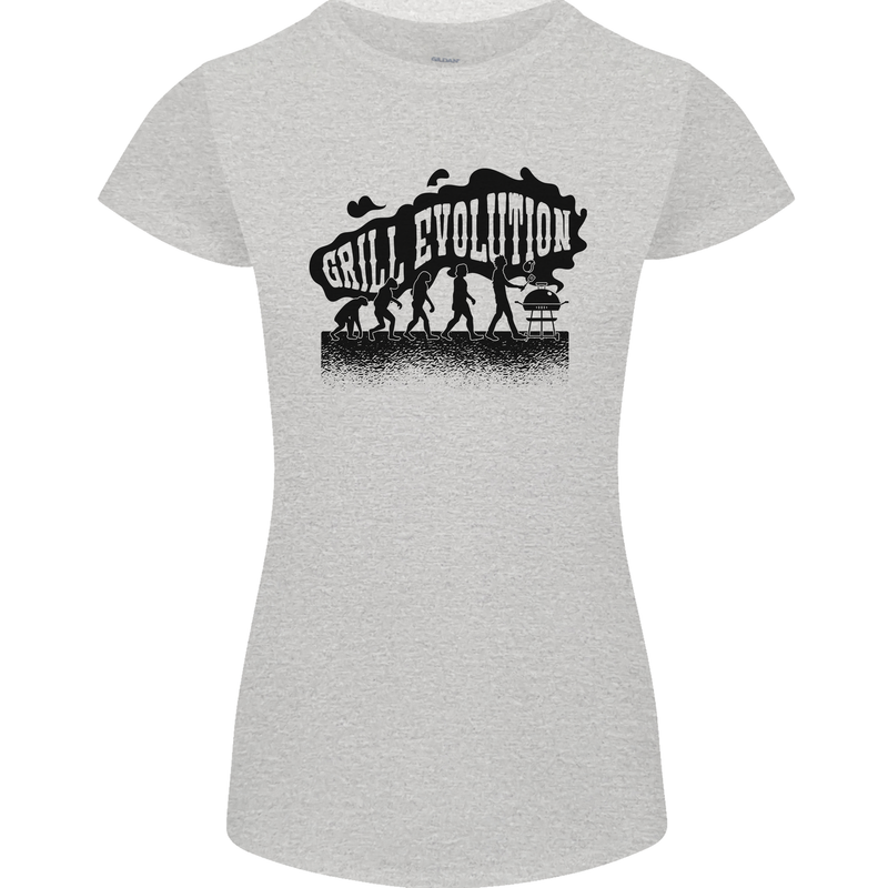 Grill Evolution Funny BBQ Braai Womens Petite Cut T-Shirt Sports Grey