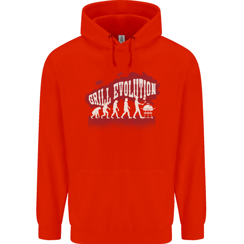 Grill Evolution Funny BBQ Childrens Kids Hoodie Bright Red