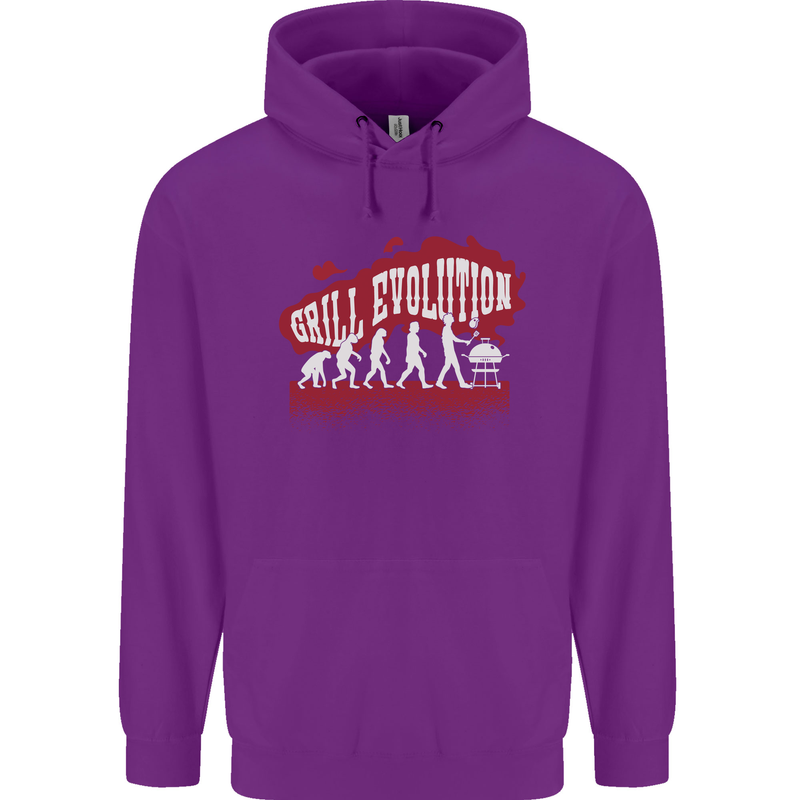 Grill Evolution Funny BBQ Childrens Kids Hoodie Purple
