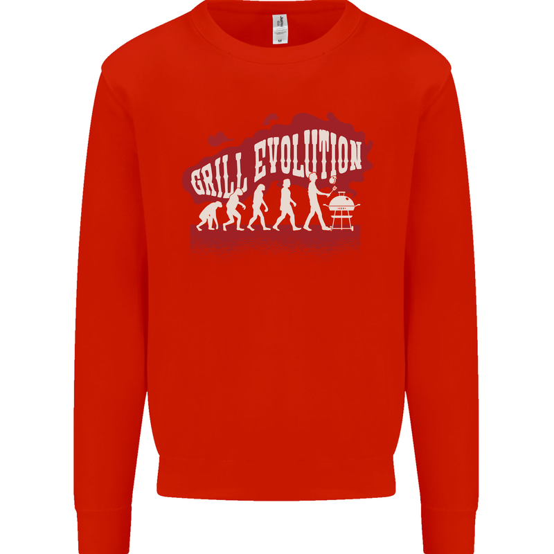 Grill Evolution Funny BBQ Kids Sweatshirt Jumper Bright Red